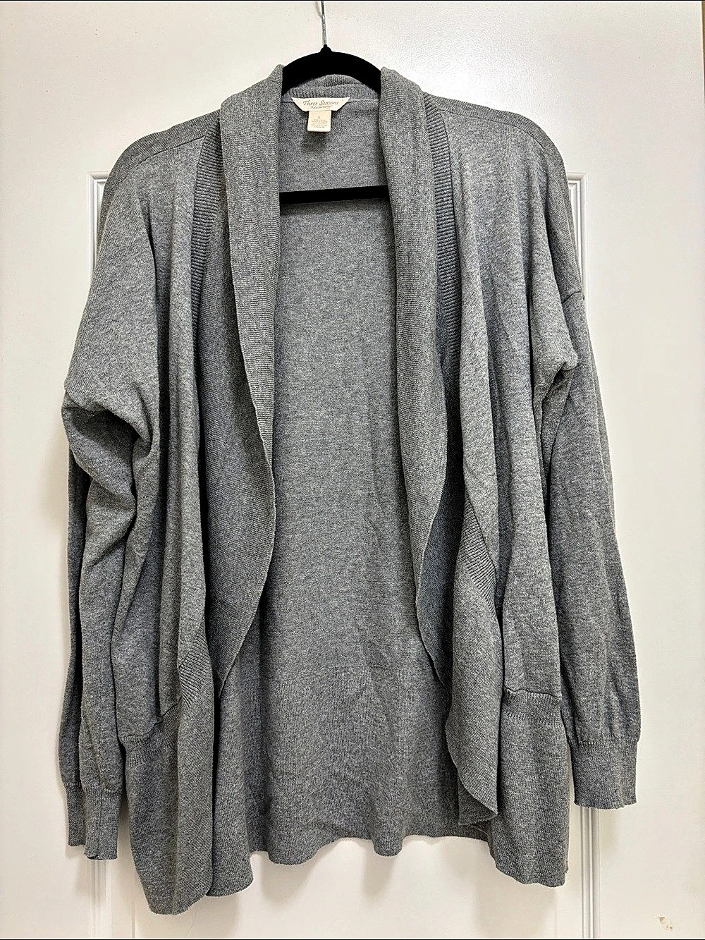 Three Seasons Draped Cardigan in Gray Size Large